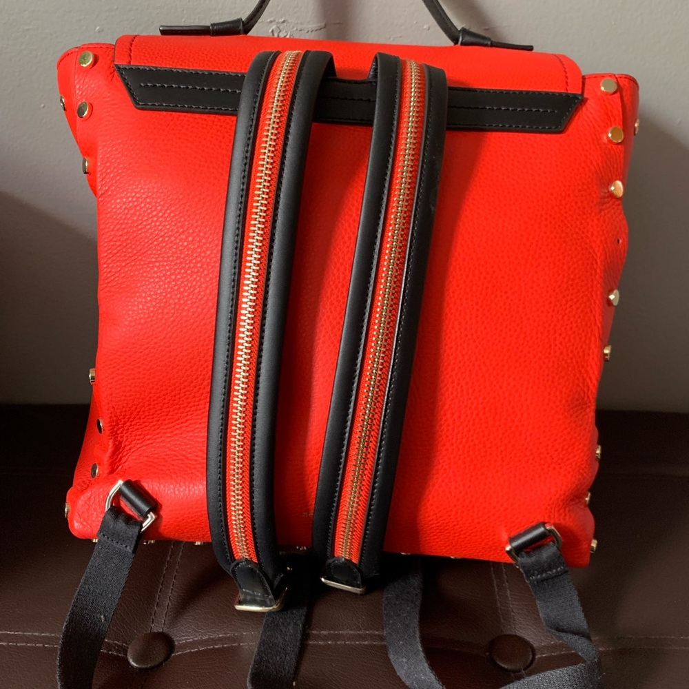 Henri Bendel Red Leather Jetsetter Backpack